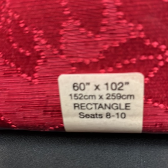 NWT Red Bardwil Linens Winter Joy Poinsettia Holiday Tablecloth.  60 X 102. - Picture 4 of 9